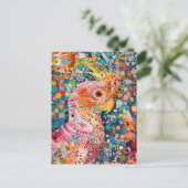 Roze kaketoe in Aboriginal Dot Art Style Briefkaart (Staand voorkant)