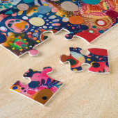 Roze kaketoe in Aborigines-stippenkunststijl Legpuzzel (Zijkant)