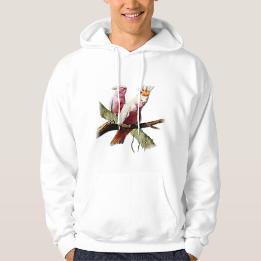 Roze kaketoes in rust hoodie (Voorkant)