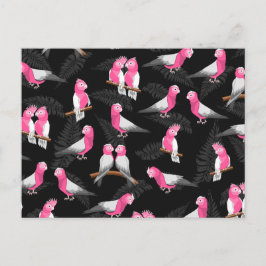 Roze kaketoes vogelpatroon briefkaart