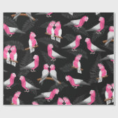 Roze kaketoes vogelpatroon cadeaupapier (Vlak)