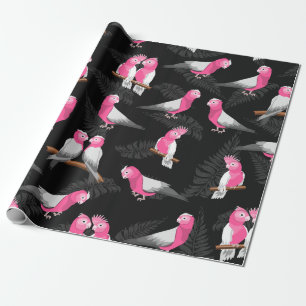Roze kaketoes vogelpatroon cadeaupapier