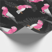 Roze kaketoes vogelpatroon cadeaupapier (Hoek)