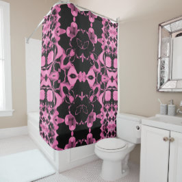 Roze Kaleidoscoop met Zwart Douchegordijn