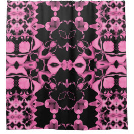 Roze Kaleidoscoop met Zwart Douchegordijn
