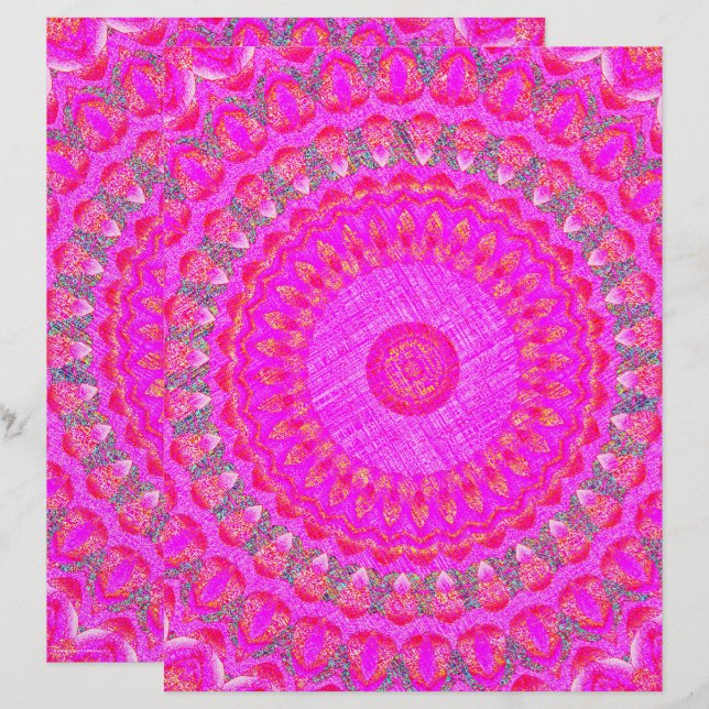 Roze Kaleidoscoop Scrapbook Papier 2-zijdige Pagin (Voorkant / Achterkant)