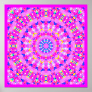 Roze Kaleidoscope Meditation Poster w Border Small
