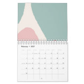 Roze kalender met abstracte kunst (Feb 2027)