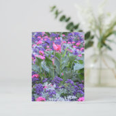 Roze kali in de lentestuin briefkaart (Staand voorkant)