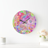 Roze, kalkgroen en blauw bloemen grote klok (Huis)