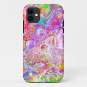Roze, kalkgroene en blauwe bubelbare kunst Case-Mate iPhone case (Achterkant)