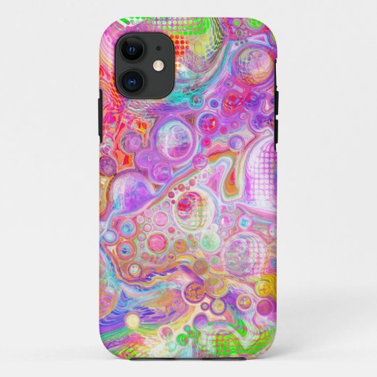 Roze, kalkgroene en blauwe bubelbare kunst Case-Mate iPhone case (Achterkant)