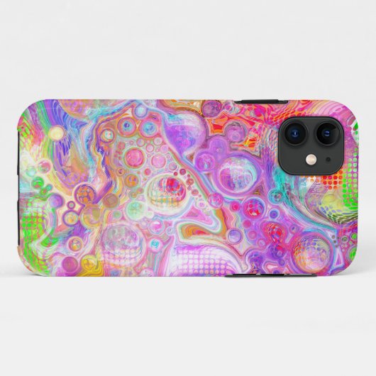 Roze, kalkgroene en blauwe bubelbare kunst Case-Mate iPhone case (Achterkant (horizontaal))