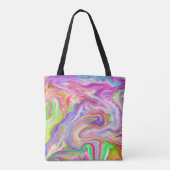 Roze, kalkgroene en blauwe bubelbare kunst tote bag (Achterkant)