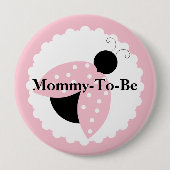 Roze kalkoen mama om Button van Baby shower te zij (Voorkant)