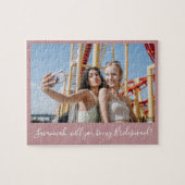 Roze kalligrafie Aangepast fotobriefvormig voorste Legpuzzel (Horizontaal)