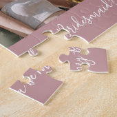 Roze kalligrafie Aangepast fotobriefvormig voorste Legpuzzel (Zijkant)