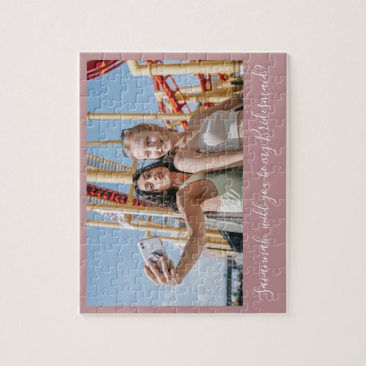 Roze kalligrafie Aangepast fotobriefvormig voorste Legpuzzel (Verticaal)