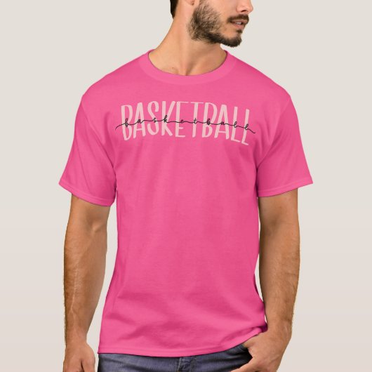 Roze kalligrafie basketbal t-shirt (Voorkant)