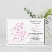 Roze kalligrafie Christelijke huwelijksuitnodiging Kaart (Staand voorkant)