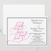 Roze kalligrafie Christelijke huwelijksuitnodiging Kaart (Voorkant / Achterkant)