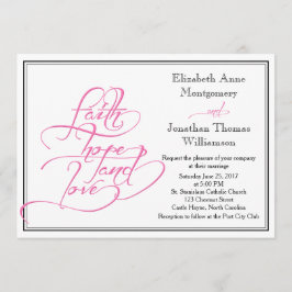 Roze kalligrafie Christelijke huwelijksuitnodiging Kaart