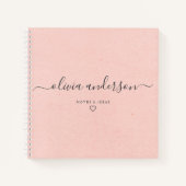 Roze kalligrafie Monogram Heart Notitieboek (Voorkant)