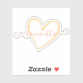 Roze kalligrafie naam Hart Sticker (Vel)