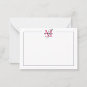 Roze kalligrafie naam monogram notitiekaartje (Voorkant)