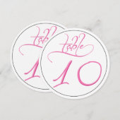 Roze kalligrafie rond tabel nummer 10 Kaart (Voorkant / Achterkant)