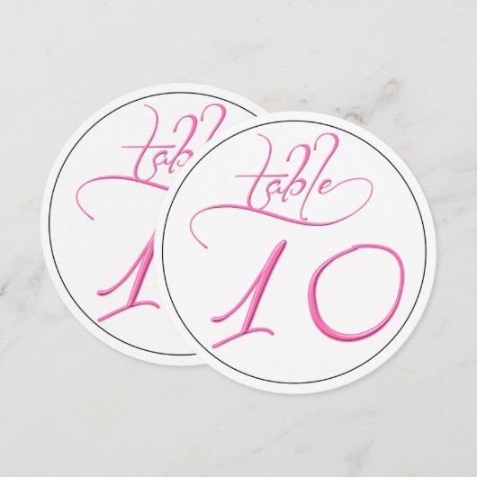 Roze kalligrafie rond tabel nummer 10 Kaart (Voorkant / Achterkant)