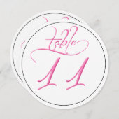 Roze kalligrafie rond tabel nummer 11 Kaart (Voorkant / Achterkant)