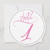 Roze kalligrafie rond tabel nummer 1 Kaart (Voorkant)