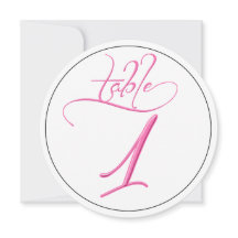 Roze kalligrafie rond tabel nummer 1 Kaart
