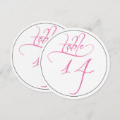 Roze kalligrafie rondetafelnummer 14 Kaart (Voorkant / Achterkant)