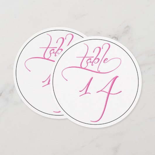 Roze kalligrafie rondetafelnummer 14 Kaart (Voorkant / Achterkant)
