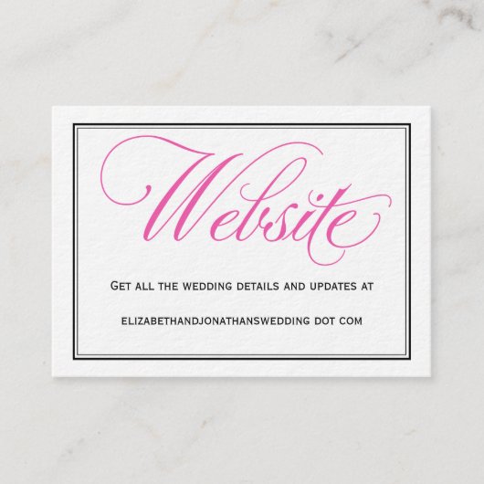 Roze kalligrafie-script bruiloft Website Kaart (Voorkant)