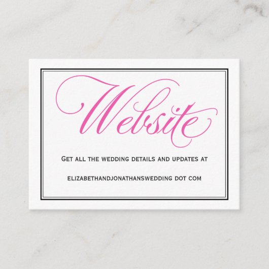 Roze kalligrafie-script bruiloft Website Kaart (Voorkant)
