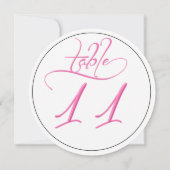 Roze kalligrafie script ronde tafel nummer 11 kaar kaart (Achterkant)