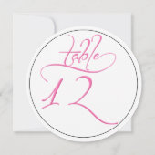Roze kalligrafie script ronde tafel nummer 12 kaar kaart (Achterkant)