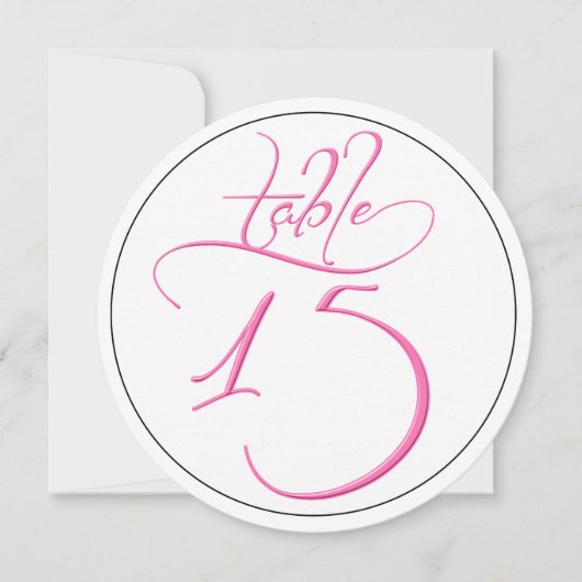 Roze kalligrafie script ronde tafel nummer 15 kaar kaart (Voorkant)