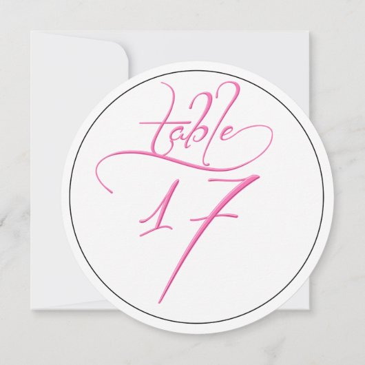 Roze Kalligrafie Script Ronde Tafel Nummer 17 Kaar Kaart (Achterkant)