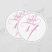 Roze Kalligrafie Script Ronde Tafel Nummer 17 Kaar Kaart (Voorkant / Achterkant)