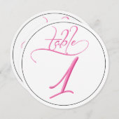 Roze kalligrafie script ronde tafel nummer 1 kaart (Voorkant / Achterkant)