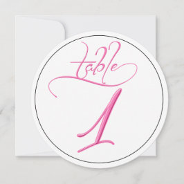 Roze kalligrafie script ronde tafel nummer 1 kaart
