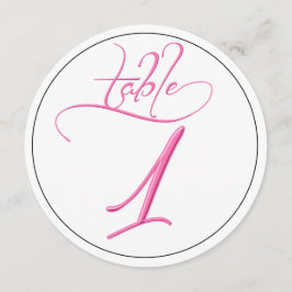 Roze kalligrafie script ronde tafel nummer 1 kaart