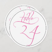 Roze Kalligrafie Script Ronde Tafel Nummer 24 Kaar Kaart (Voorkant / Achterkant)
