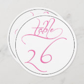 Roze Kalligrafie Script Ronde Tafel Nummer 26 Kaar Kaart (Voorkant / Achterkant)