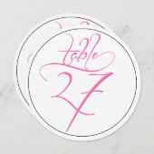 Roze Kalligrafie Script Ronde Tafel Nummer 27 Kaar Kaart (Voorkant / Achterkant)