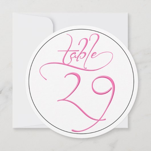 Roze Kalligrafie Script Ronde Tafel Nummer 29 Kaar Kaart (Achterkant)